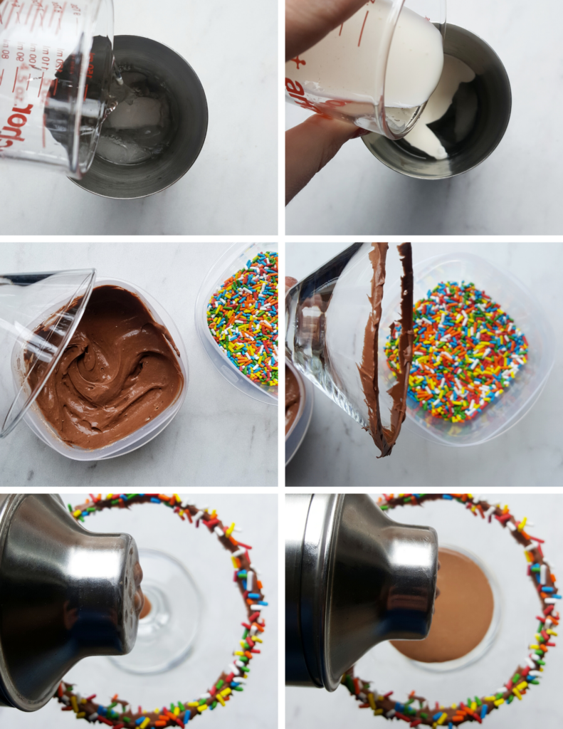 Chocolate Birthday Cake Martini Process Photos Showing Ingredients