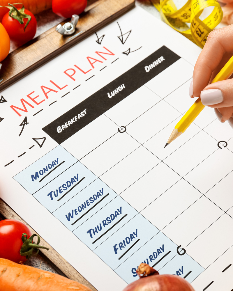 Meal planner on clipboard